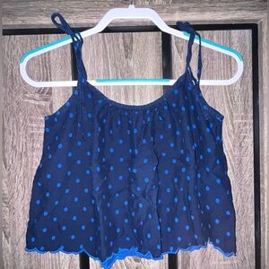 Hollister Blue Polka Dot Crop Tank Top- ~Sz XS~